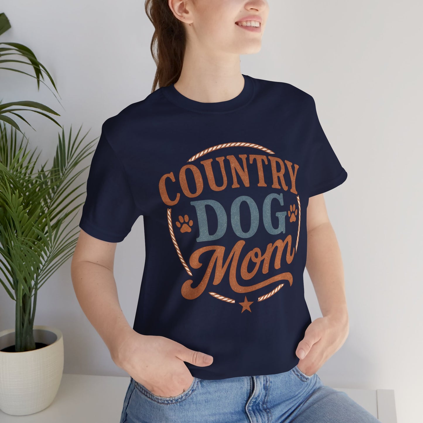 Country Dog Mom Unisex Short Sleeve Tee, Dog Lover Gift, Pet Owner Shirt, Funny Animal Tee, Casual Dog T-Shirt