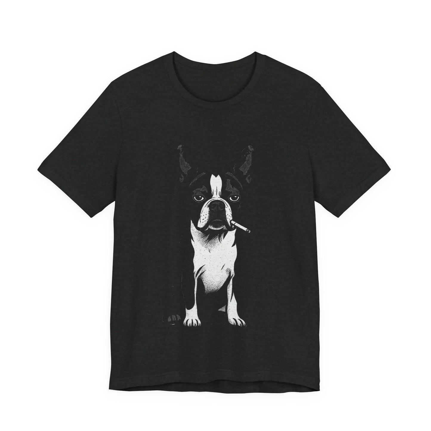 Rebel Boston Terrier Tee Grunge Smoking Dog Graphic Shirt