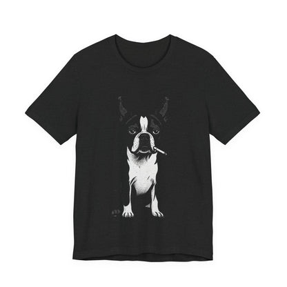 Rebel Boston Terrier Tee Grunge Smoking Dog Graphic Shirt