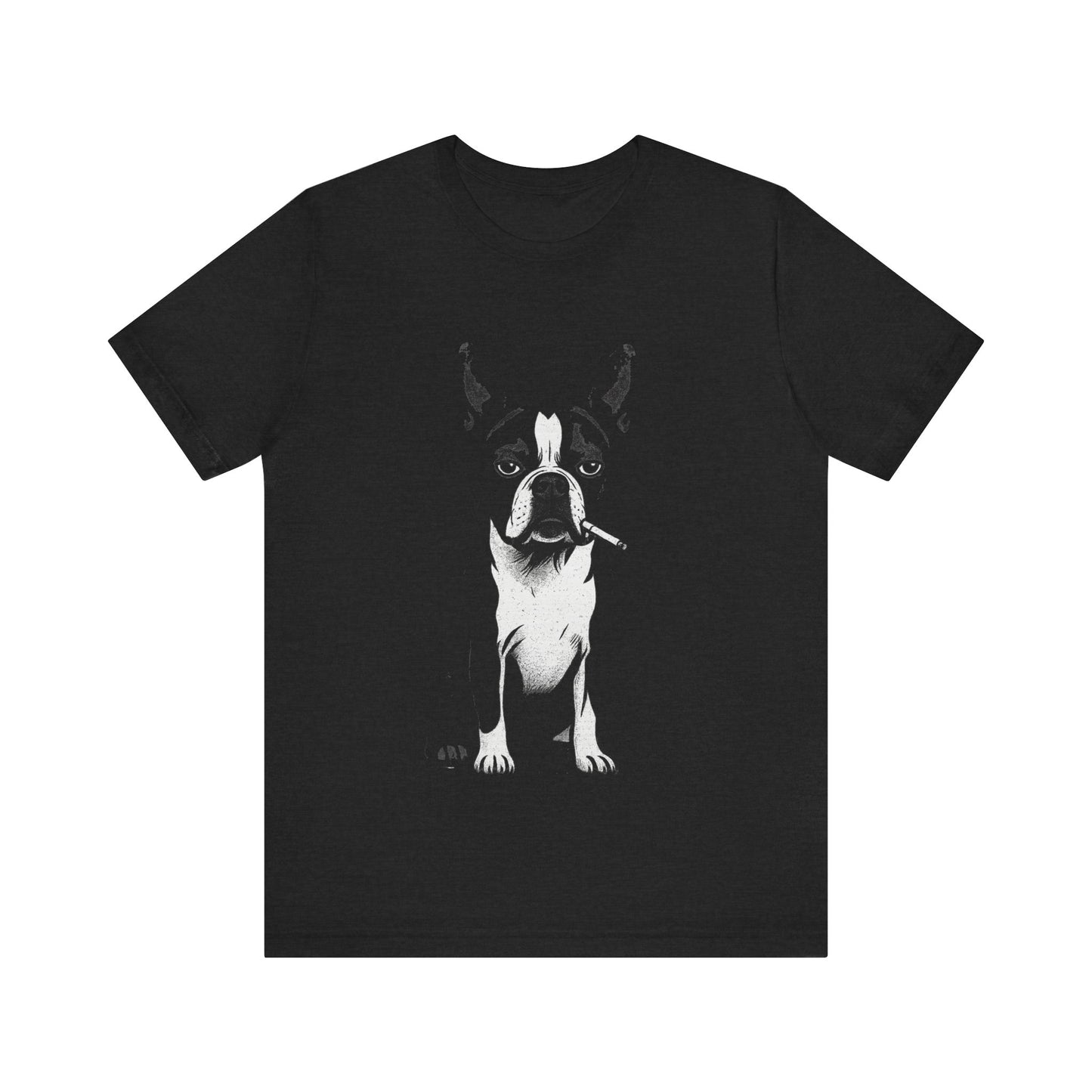 Rebel Boston Terrier Tee Grunge Smoking Dog Graphic Shirt