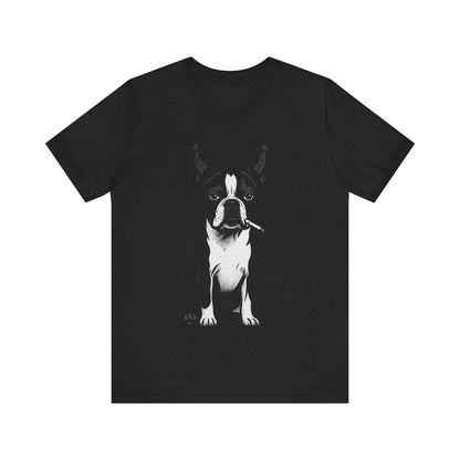 Rebel Boston Terrier Tee Grunge Smoking Dog Graphic Shirt