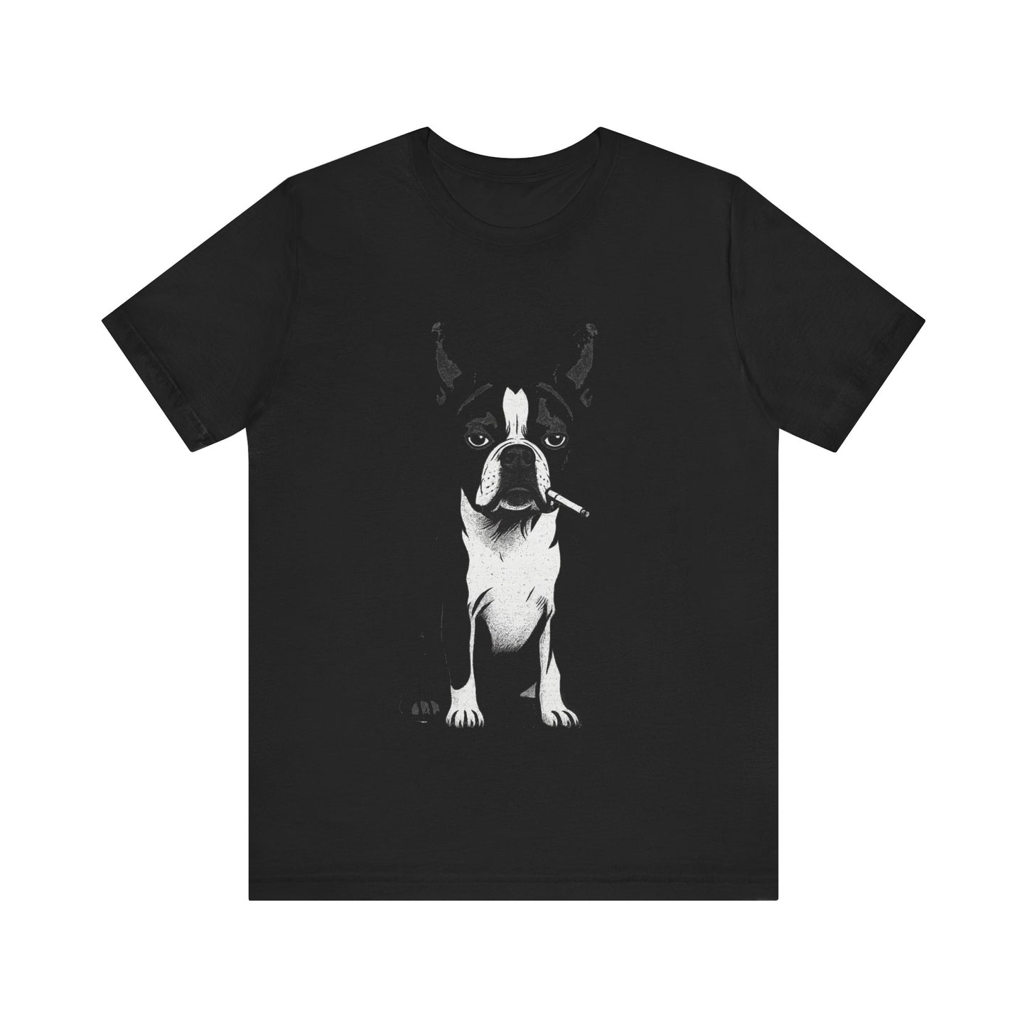Rebel Boston Terrier Tee Grunge Smoking Dog Graphic Shirt