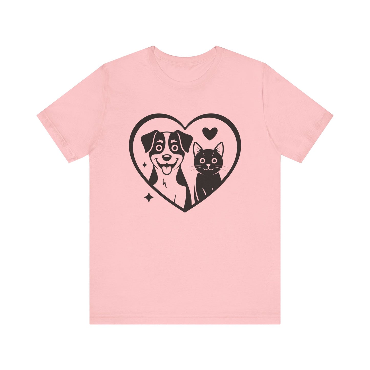 Cat and Dog Love Unisex Short Sleeve Tee