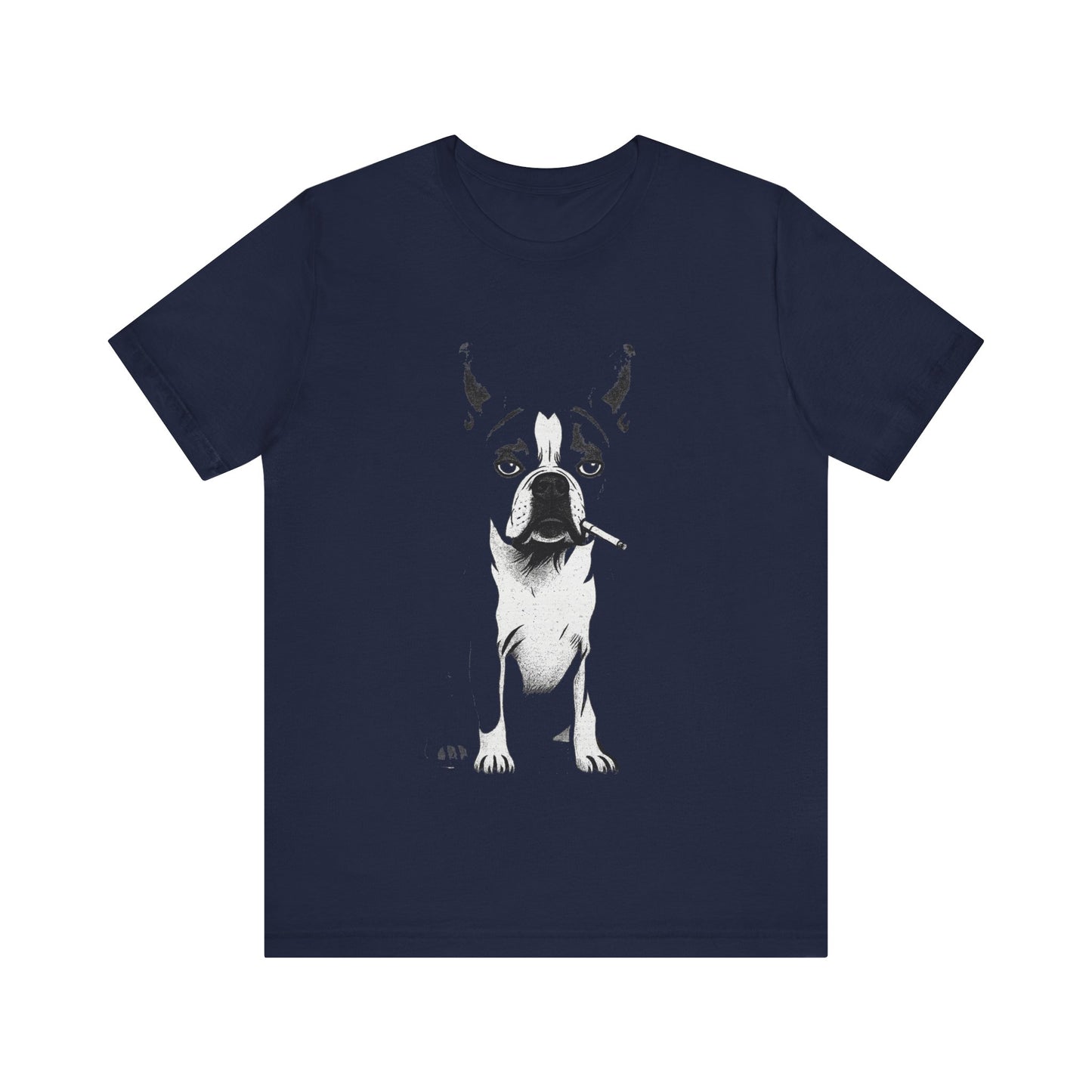 Rebel Boston Terrier Tee Grunge Smoking Dog Graphic Shirt