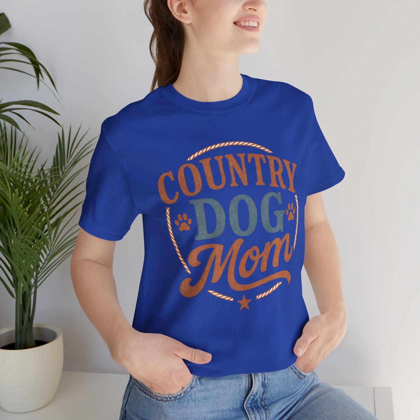 Country Dog Mom Unisex Short Sleeve Tee, Dog Lover Gift, Pet Owner Shirt, Funny Animal Tee, Casual Dog T-Shirt
