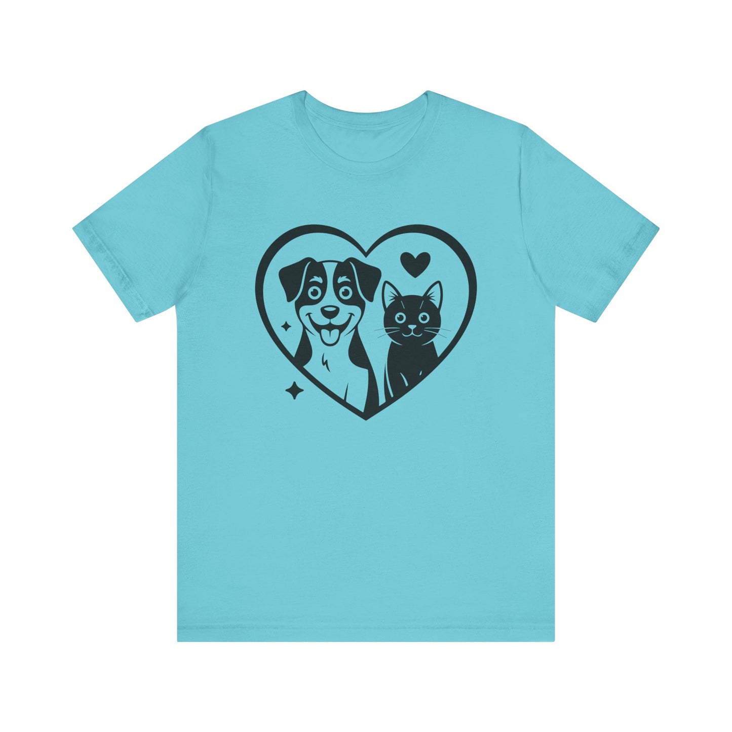 Cat and Dog Love Unisex Short Sleeve Tee