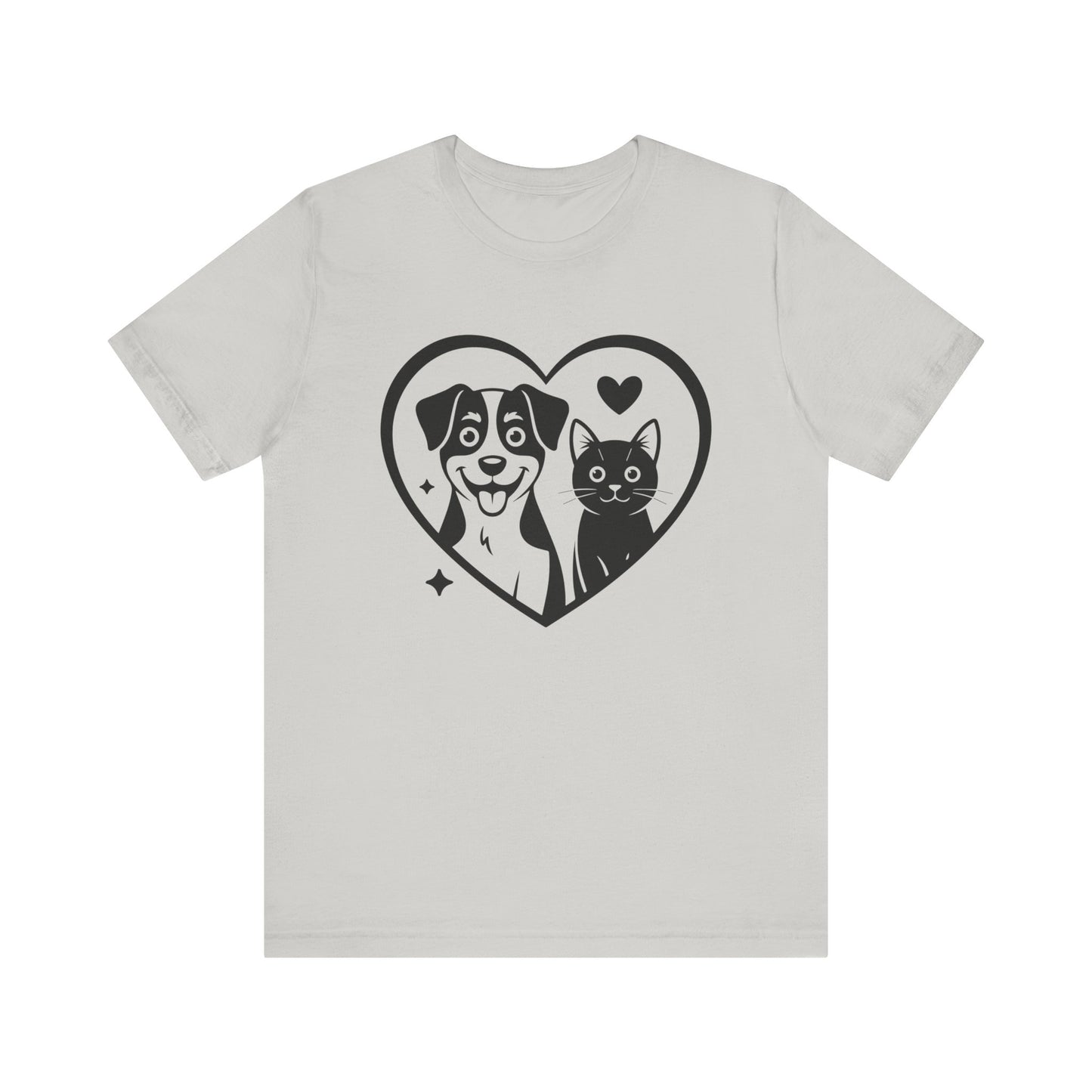 Cat and Dog Love Unisex Short Sleeve Tee
