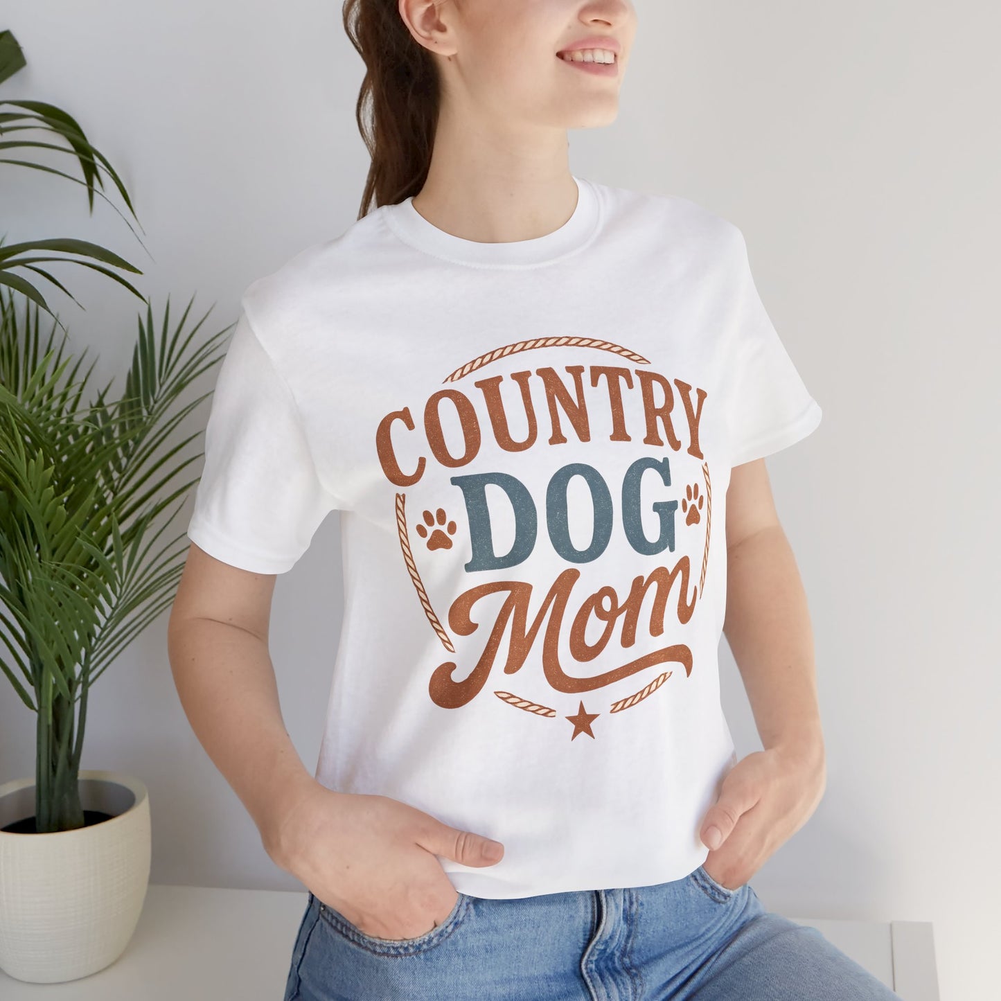 Country Dog Mom Unisex Short Sleeve Tee, Dog Lover Gift, Pet Owner Shirt, Funny Animal Tee, Casual Dog T-Shirt